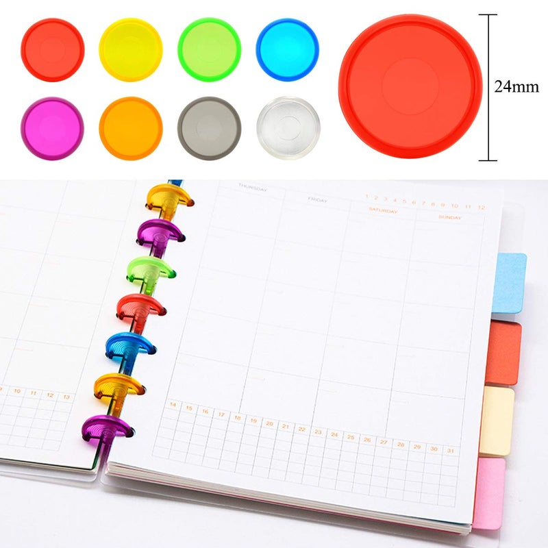 Haploon 104 Pieces Mini Plastic Book Binding Discs,Haploon 8 Colors Binding Ring Discs Expansion Discs Mushroom Hole Loose Leaf Ring Round Binding Mini Disc Buckle Hoop for DIY Notebooks Planners - Image 5